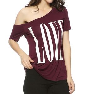 LOVE Off Shoulder Stretch Jersey Knit Top